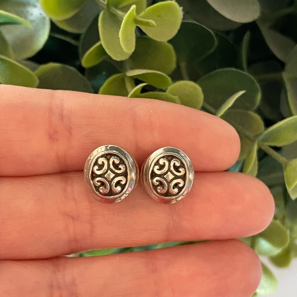 Brighton Betsey Silver Tone Swirl Mini Post Stud Earrings